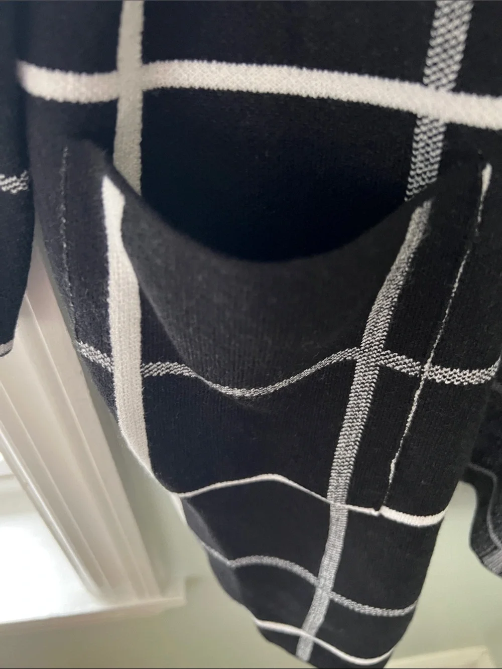 Scarlett Black and White Windowpane Open-Front Trench Coat